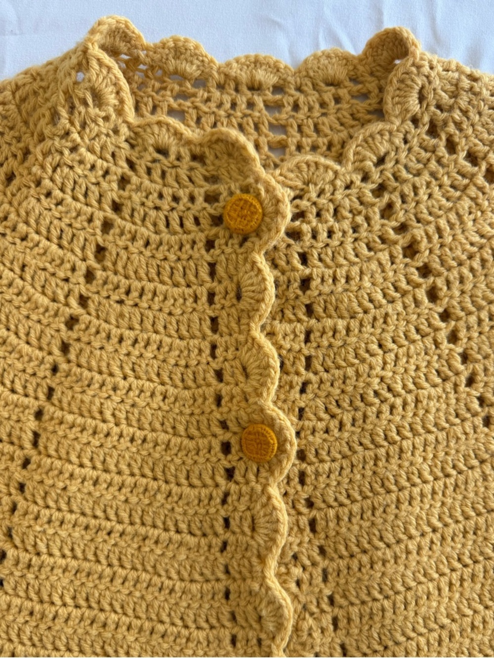 Mustard Crochet Poncho Shrug - Women's Sweater - Picture 3 of 7
